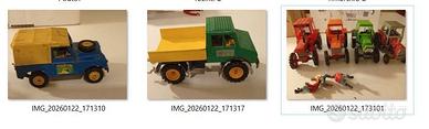 land rover + unimog + 4 trattori britains