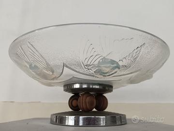 Alzata con canarini in vetro opalescente Decò_Ozan