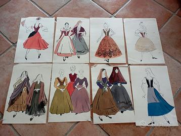 Schizzi di costumi degli anni '60.