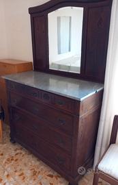 CASSETTIERA ANTICA IN LEGNO MASSELLO CON MARMO 