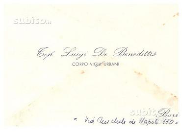 Biglietto da visita Comandante VV.UU. Bari - 1957