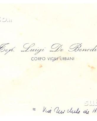 Biglietto da visita Comandante VV.UU. Bari - 1957
