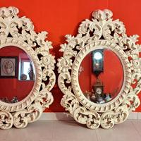Coppia di specchiere bianche stile barocco