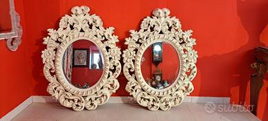 Coppia di specchiere bianche stile barocco
