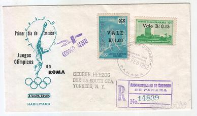 Francobolli racc. aerea Panama Olimpiadi Roma 1960