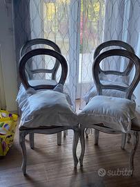4 sedie in noce massello