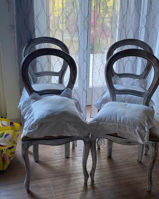 4 sedie in noce massello