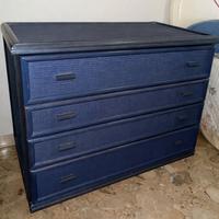 Cassettiera legno rattan/vimini