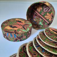 set artigianale di sottobicchieri con scatola