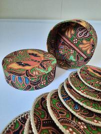 set artigianale di sottobicchieri con scatola