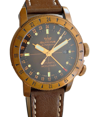 Glycine Airman 44 Bronze Automatic Worldtimer – Re
