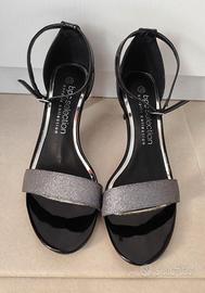 Sandali vernice nero/argento