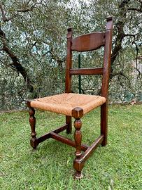 Sedie in castagno impagliate anni 70.