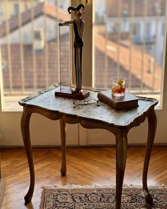 Tavolino Vintage Decorato Veneziano Fiorentino