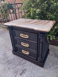 Coppia comodini neri piano in marmo 