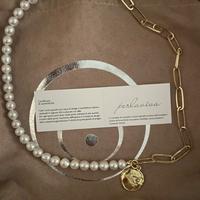 Collana perle e ciondolo Cupidon, placcata oro 18k