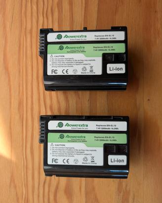 2 Batterie Powerextra EN-EL15 per Nikon (2200mAh)