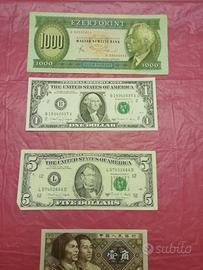 Lotto 4 banconote estere vintage anni '80 – USA Ci