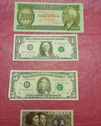 Lotto 4 banconote estere vintage anni '80 – USA Ci