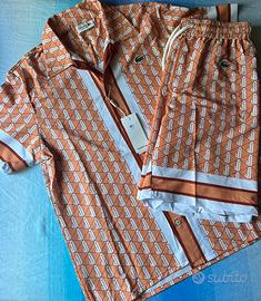 🟠 Completo camicia + shorts Lacoste arancione