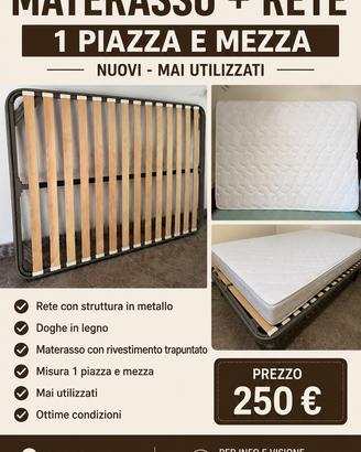 Materasso piazza e mezza più rete Nuovi