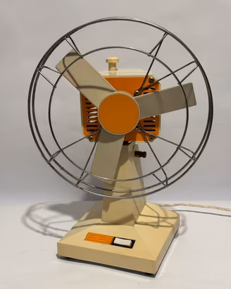Ventilatore vintage anni ’60/’70 crema e arancio