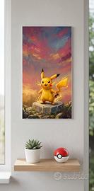 Quadro Pikachu Pokémon - Stampa Tela Fan Art Anime
