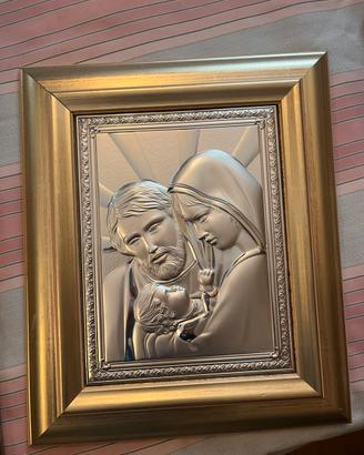 Quadro Sacra Famiglia Argento Bilaminato