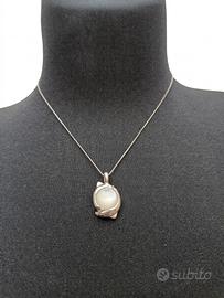 Collana Vintage Delfini Pendente Occhio di Gatto