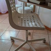 sedia bianca da scrivania con rotelle