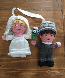 Bambole artigianali fatte a maglia-Coppia di sposi
