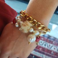 braccialetto di perle con.harm in vetro di murano 