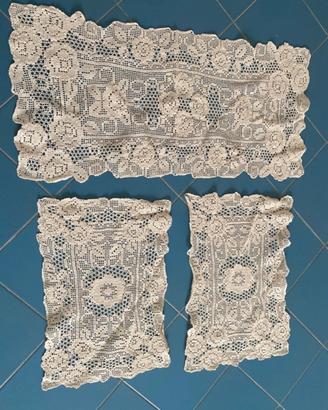 Tris centrini Vintage Uncinetto - Set 3 Pezzi