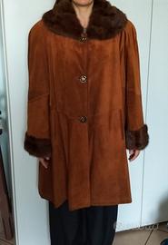 Cappotto donna in camoscio e visone 