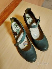 scarpa in pelle grigio/blu