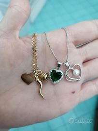 Collane argento 925 color oro e argento con cuore