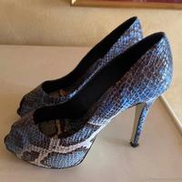 Décolleté Open Toe in pitone turchese