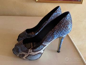 Décolleté Open Toe in pitone turchese