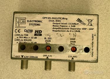 Amplificatore antenna TV CPT 25-3U LTE cod. 840