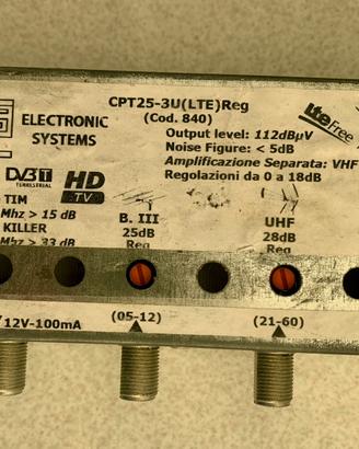 Amplificatore antenna TV CPT 25-3U LTE cod. 840