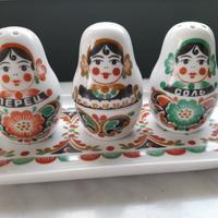 set vassoio pepe sale mostarda '70 russo matrioska