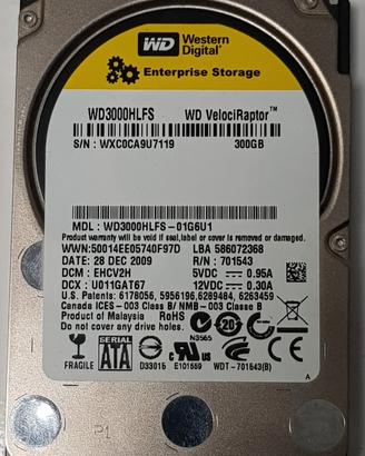 HARD DISK INTERNOVelociRaptor 300GB 10K 2.5" SATA