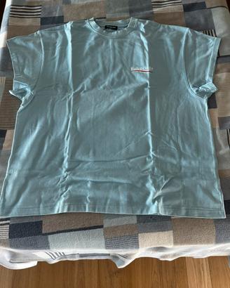 T-shirt Balenciaga azzurra con logo