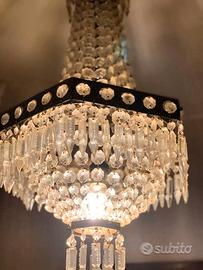 lampadario a gocce in cristallo di Boemia anni '40