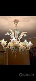 Lampadario veneziano 8 luci in vetro artistico 