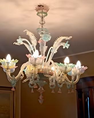 Lampadario veneziano 8 luci in vetro artistico 