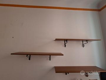 3 Mensole in legno e ferro battuto