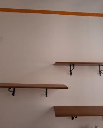 3 Mensole in legno e ferro battuto