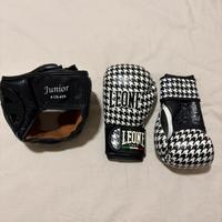 Guantoni e casco LEONE pugilato/kick boxing JUNIOR