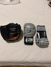 Guantoni e casco LEONE pugilato/kick boxing JUNIOR